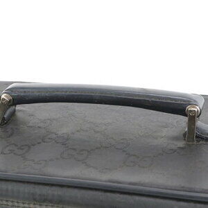 Gucci Black Leather GG Vanity Tote Handbag